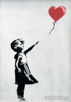 Moderno Painting - Banksy Girl With Balloon, la obra autodestruida en subasta de Sothebys